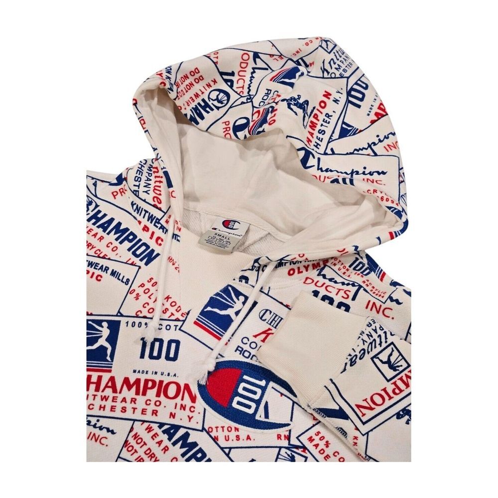 Champion 100 Year Anniversary All Over Graphic‎ Sweatshirt Hoodie Men's Small